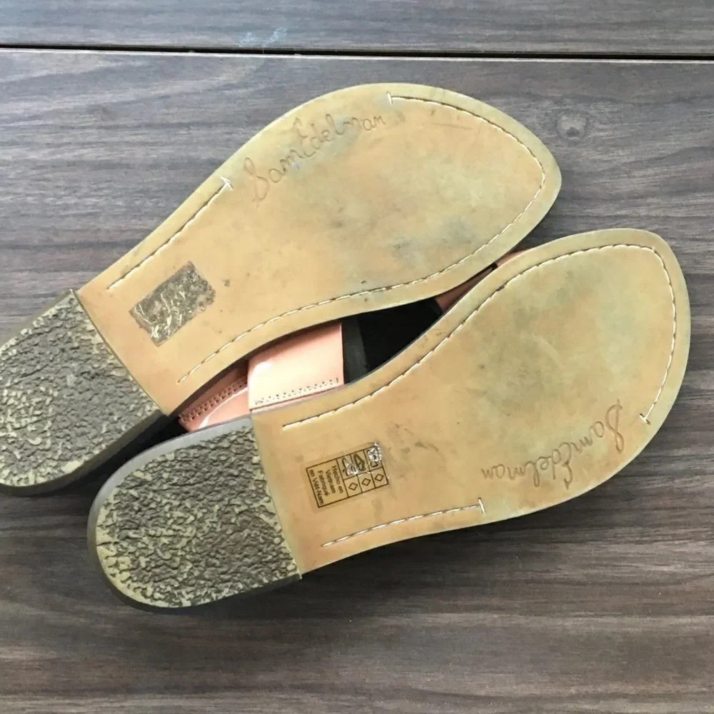 Sam Edelman Krista Leather Flat Slide Sandals Size 7.5 - Picture 4 of 7